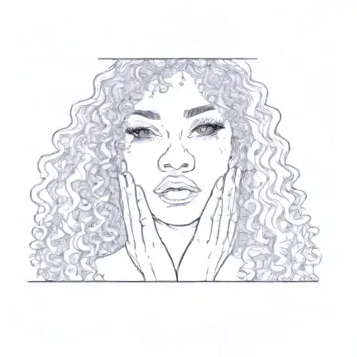 A Black Woman With Curly Hair Long Nails Over Eye