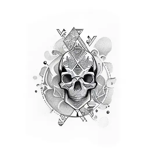 Arm Sleeve With Floral Bottom Half Sleeve And Geometric Style Throughout With Skull