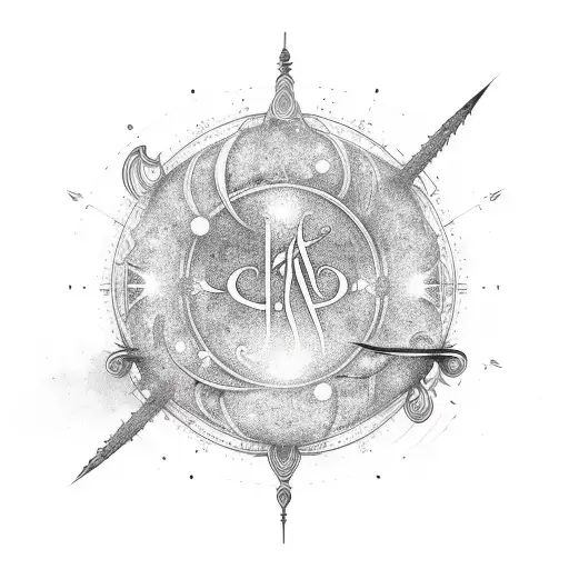 Flaming Circle With A Big Cool Calligraphy Gothic Font 4 In It