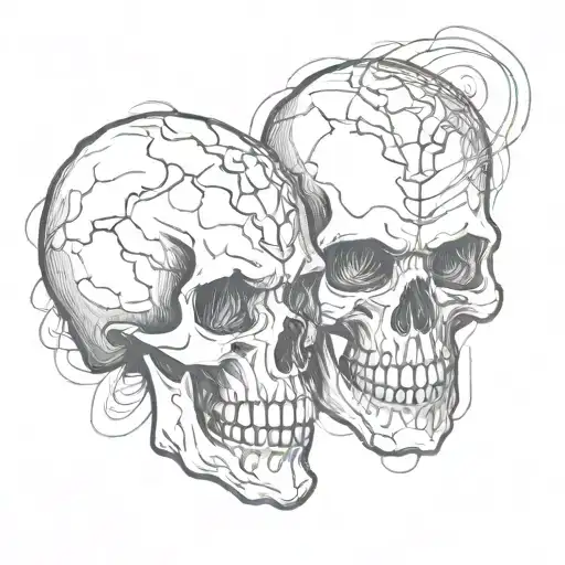 Abstract Punck-rock Skulls Facing Each Other