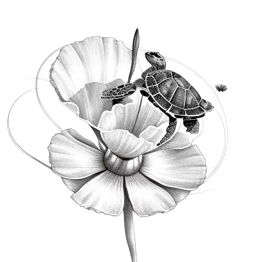 California Poppy And A Turtle