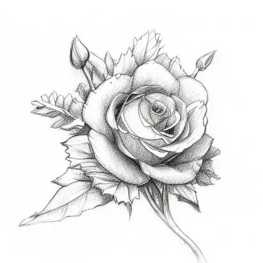 December June July November Birth Flower Bouquet Sketch