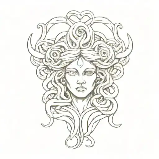 The Head Of The Medusa Statue Is Looking To The Right