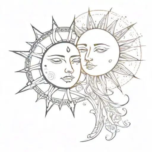 A Simple Sun On One Shoulder And A Simple Moon On The Other Shoulder