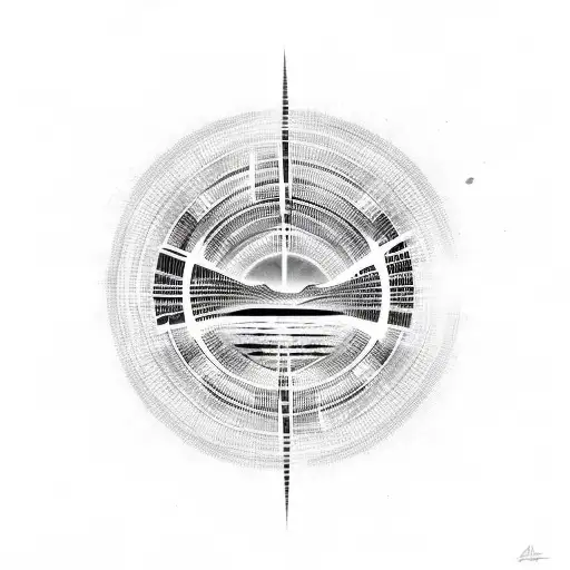 African Tribal Sunrise Integrated With The Chicago Skyline Technology And Binary Coding