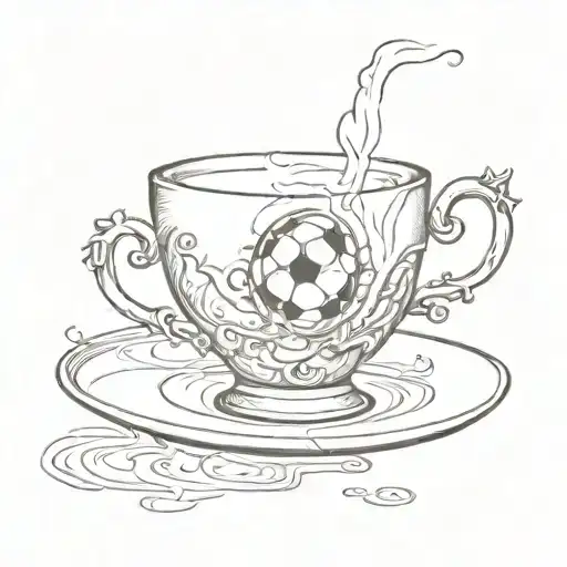 A Tea Cup With Smoke Forming The Shape Of A Football