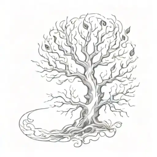 An Abstract Representation Of Rebirth Through A Tree Engulfed In Flames