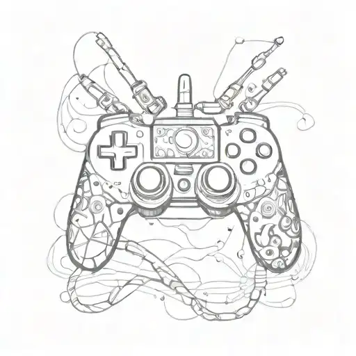 A Gaming Controller Intertwined With Artistic Drawing Tools
