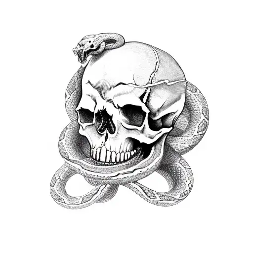 Skull With Snake In The Nose