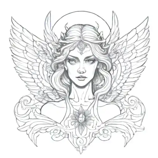 Black Angel Seraphim Angel Symmetrical Eyes