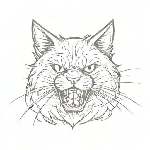 Angry Face Cat Knife Cutting