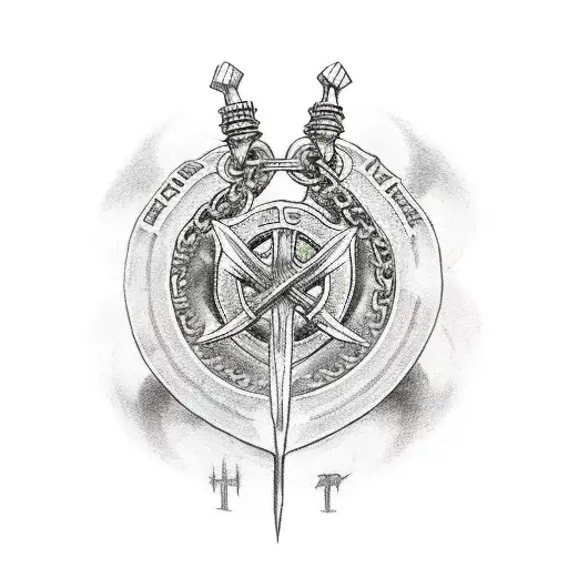 Chain Of Judgement Tattoo But With A Christian Cross And A Nail At The End Instead