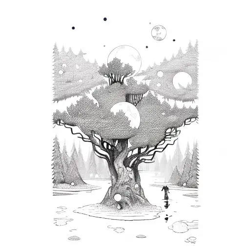 Moon Family Forest Water Mountant