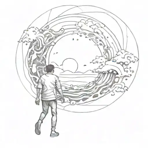 A Person Walking In A Wave Circle