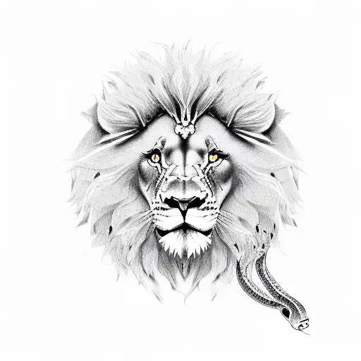 Lion An Snake Fighting