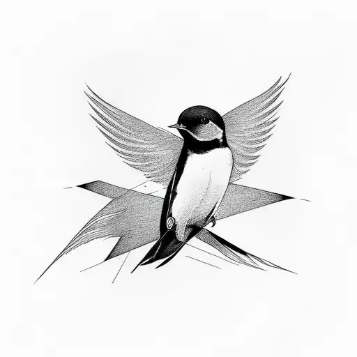 Swallow Bird With A Minimalistic Desing And Abstract Work Of Art