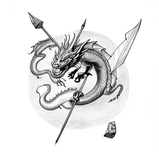 Dragon Wrapped Around An Arrow