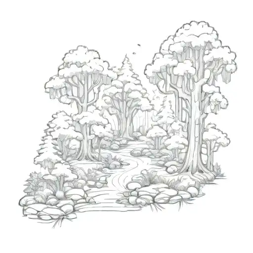 A Mystical Forest Scene With Jex And Willow's Names Hidden Within The Trees