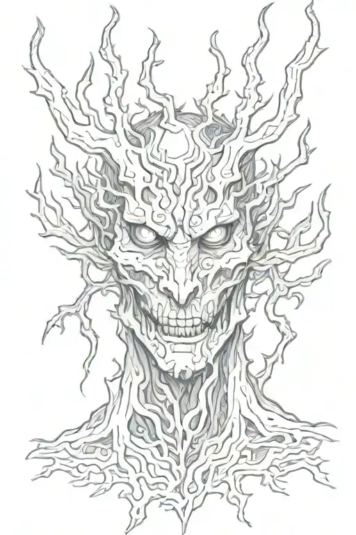 Demon Emerging From A Mystical Forest With Glowing Eyes