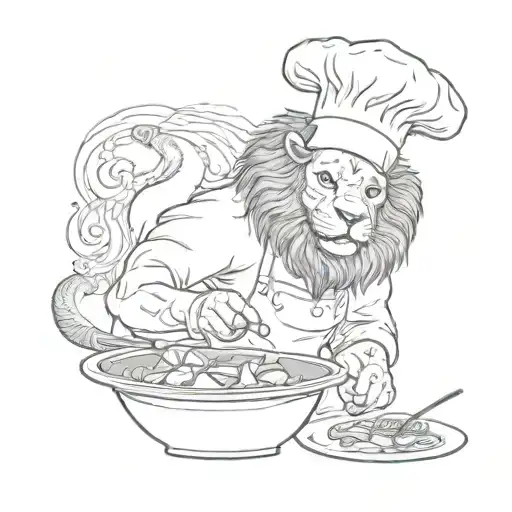 A Lion Wearing A Chef's Hat Cooking On A Beach In Jamaica