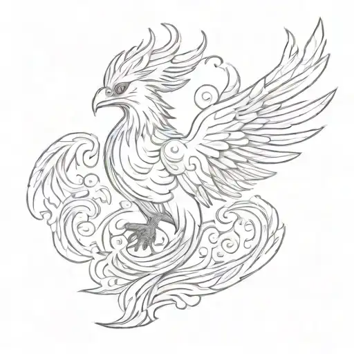 A Phoenix Silhouette With A Guitar As Its Tail
