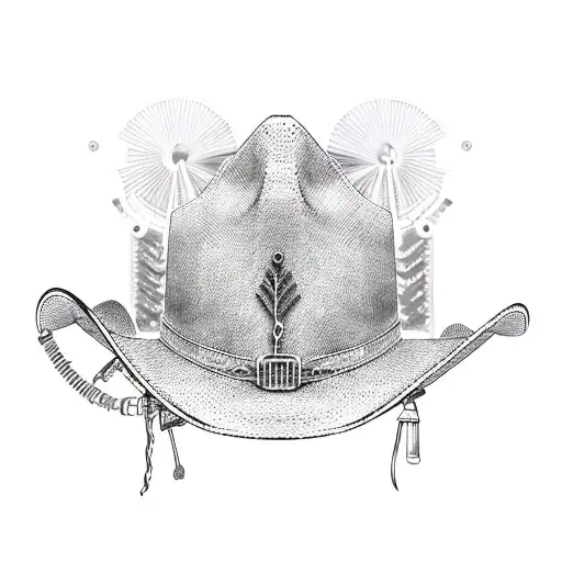 A Cowboy Hat With Truck Gears And Tools As Decorative Elements