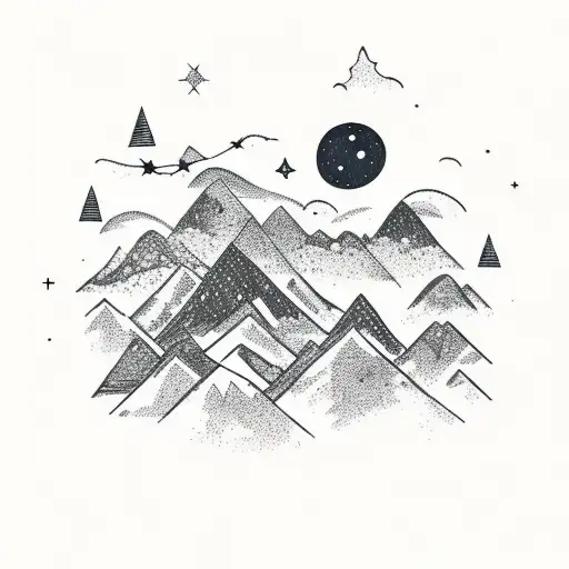 Mountain Scene With Stars And Clouds