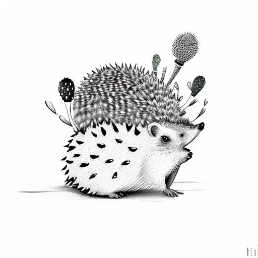 Hedgehog In Love With Cactus