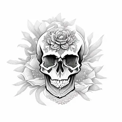Skull And Flowers