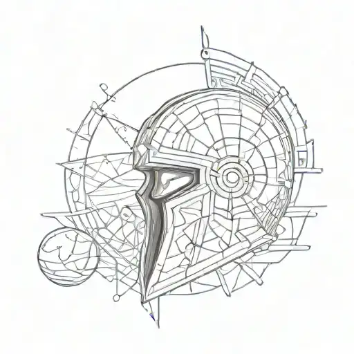 Geometric Illyrian Helmet With Illyrian Sun And Planet Mars