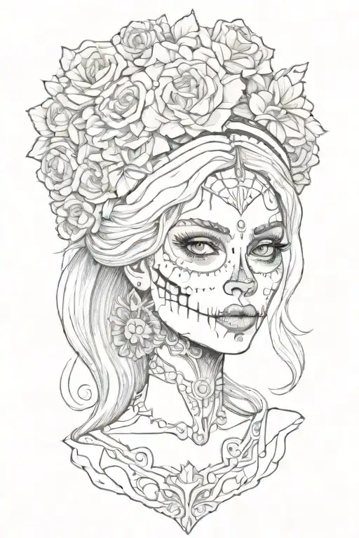 Totenkopf La Catrina Girl Wich Face