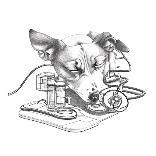 A Sleeping Dog Surrounded By Medical Equipment