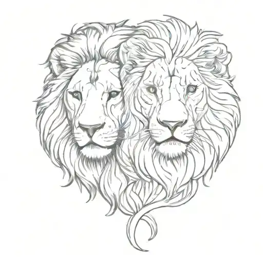 Matching Tattoo Lion And Lioness With Always And Forever