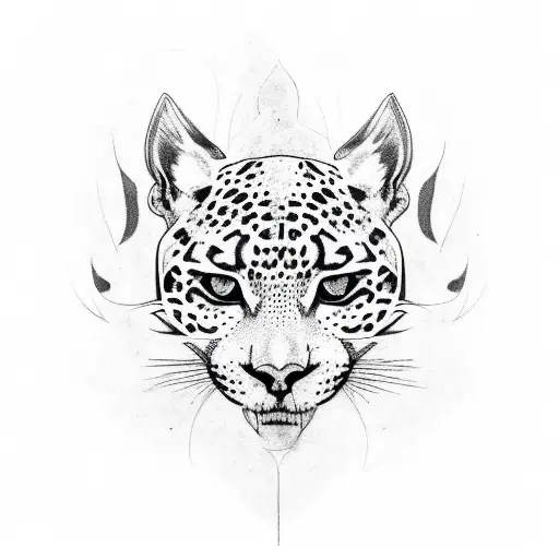 A Sketch-style Tattoo Of A Jaguar With Its Spots Formed By Intricate Leaf Patterns