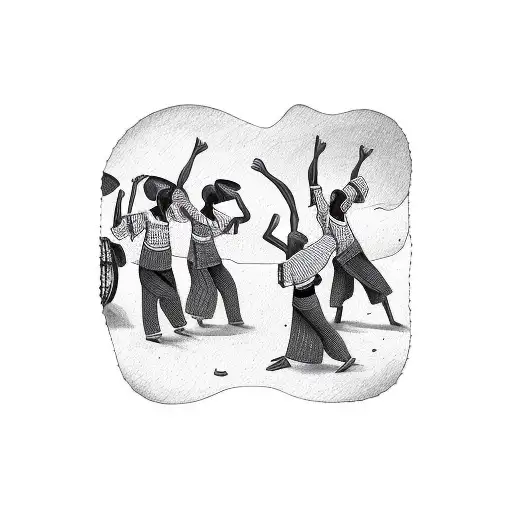 African People Dancing And Playing Drums