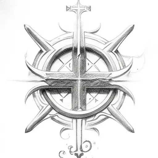 Christian Cross Combine With Neptune's Trident