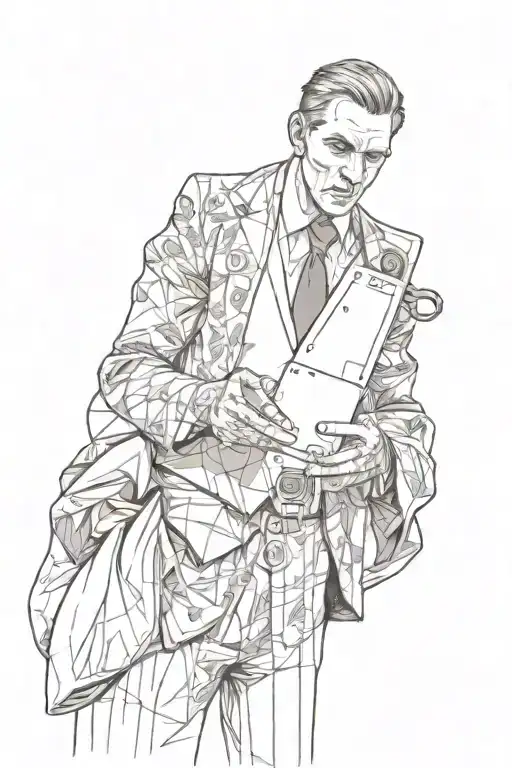A Man In A Suit Holding An Ace Card And A Key In One Hand