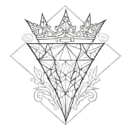 Diamond Outline With Crown Over The Top
