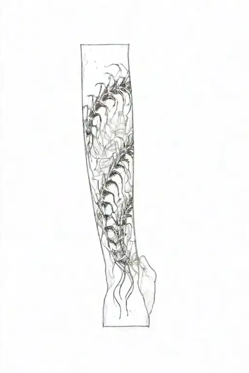 Centipede With Spider Lily Wrapping Around Arm Sleeve