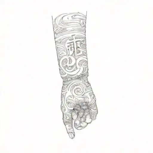 A Hand With Chinese Writing On It