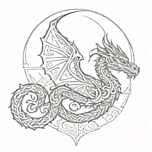 Pretty Celtic Dragon Symmetrical
