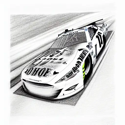 Create A Line Drawing Of An Entire Nascar Car From The Side And Make Fit Screen
