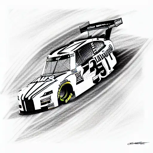 Create A Line Drawing Of An Entire Nascar Car Fit The Screen And Make It A White