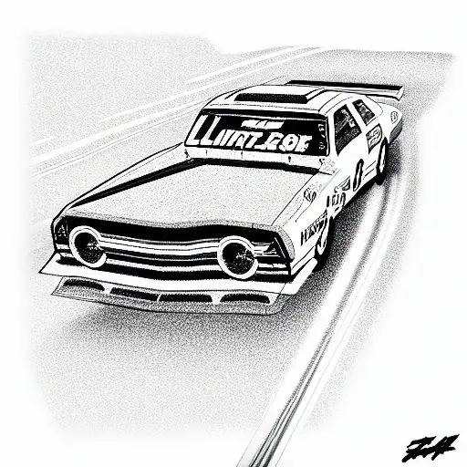 Create A Line Drawing Of Entire Retro Nascar From The Side And Make Fit Screen