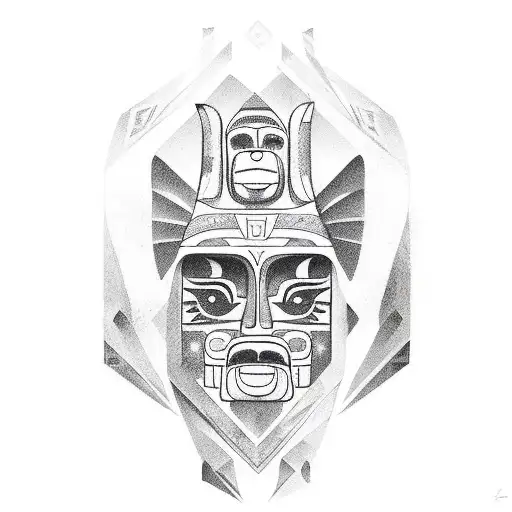 Totem Pole-inspired Design With Aztec Animal Symbols