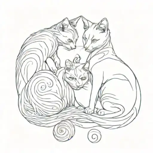 Two Cat Silhouettes Intertwined Empty