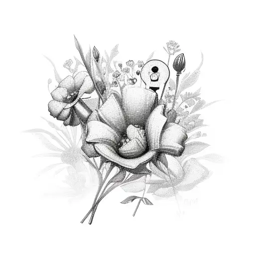 A Bouquet Of Flowers With Each Petal Made Up Of Different Cybersecurity Symbols