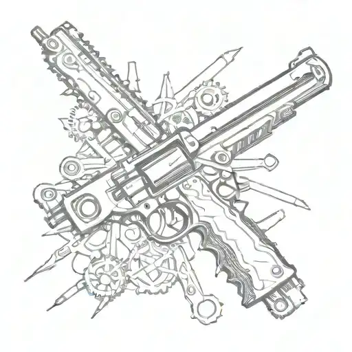 Scissor And Gun Surrounded