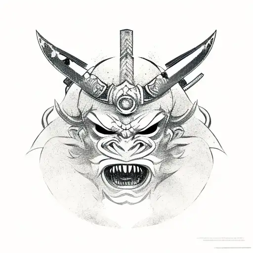 Oni Mask With Katana Sword