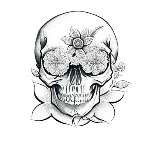 Skull And Flowers Back